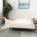 Box Spring Cover King Elastic Fabric Wrap Around 4 Sides Bed Skirt Beige New