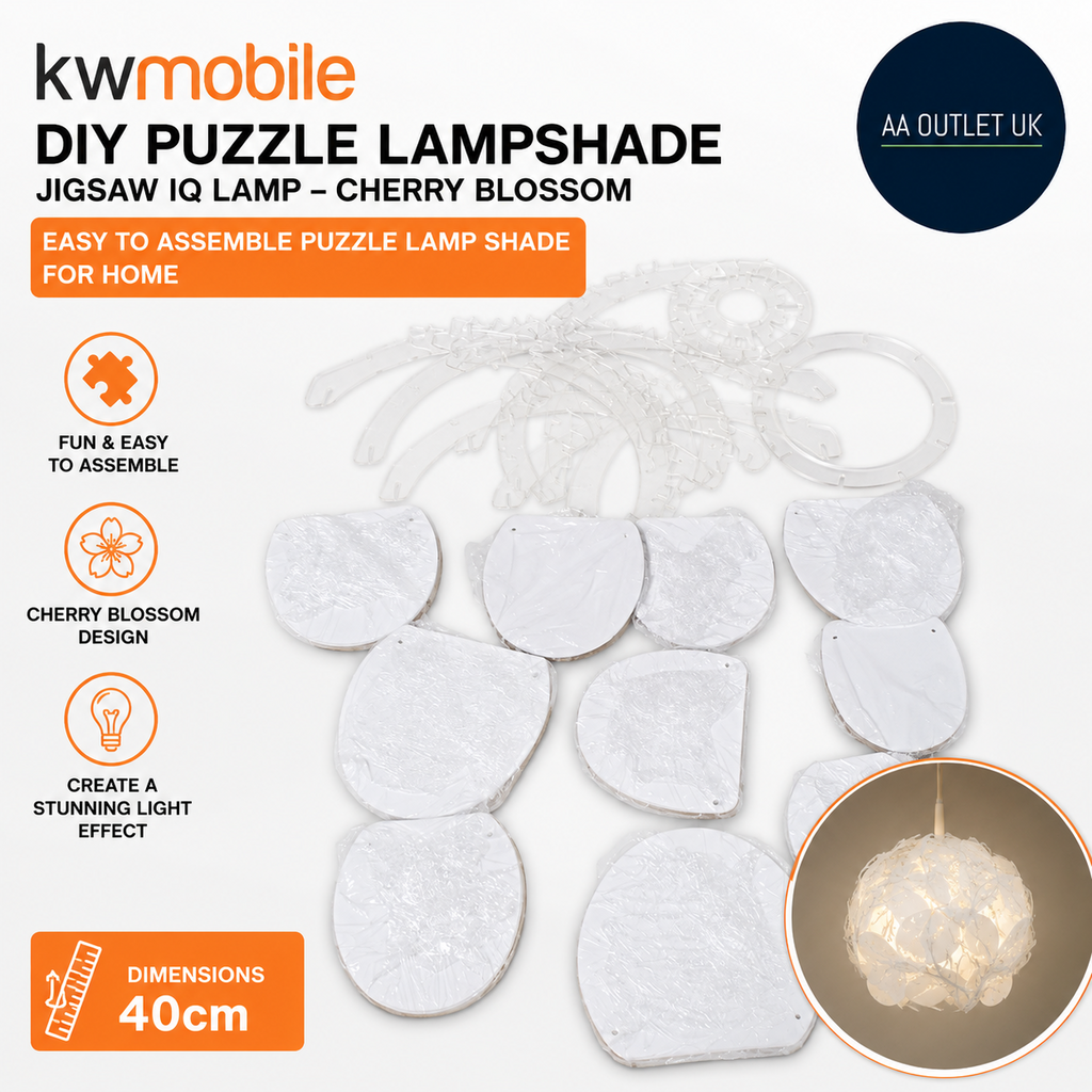 Kwmobile DIY Puzzle Lampshade Jigsaw IQ Lamp Cherry Blossom Flower Light 40cm