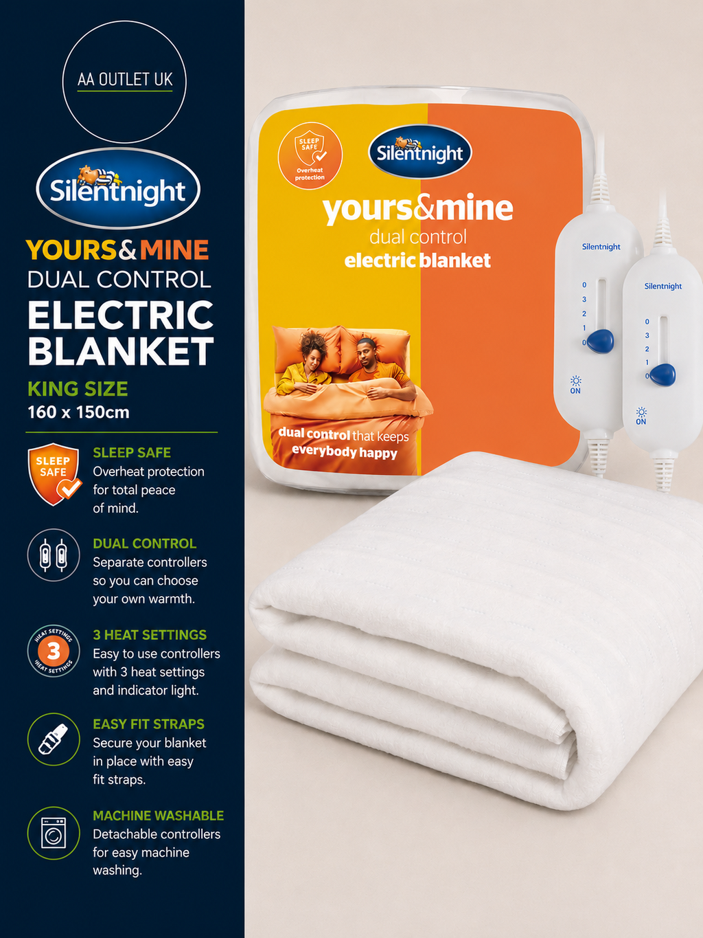 Silentnight Dual Control Blanket King Size Heated Electric Underblanket