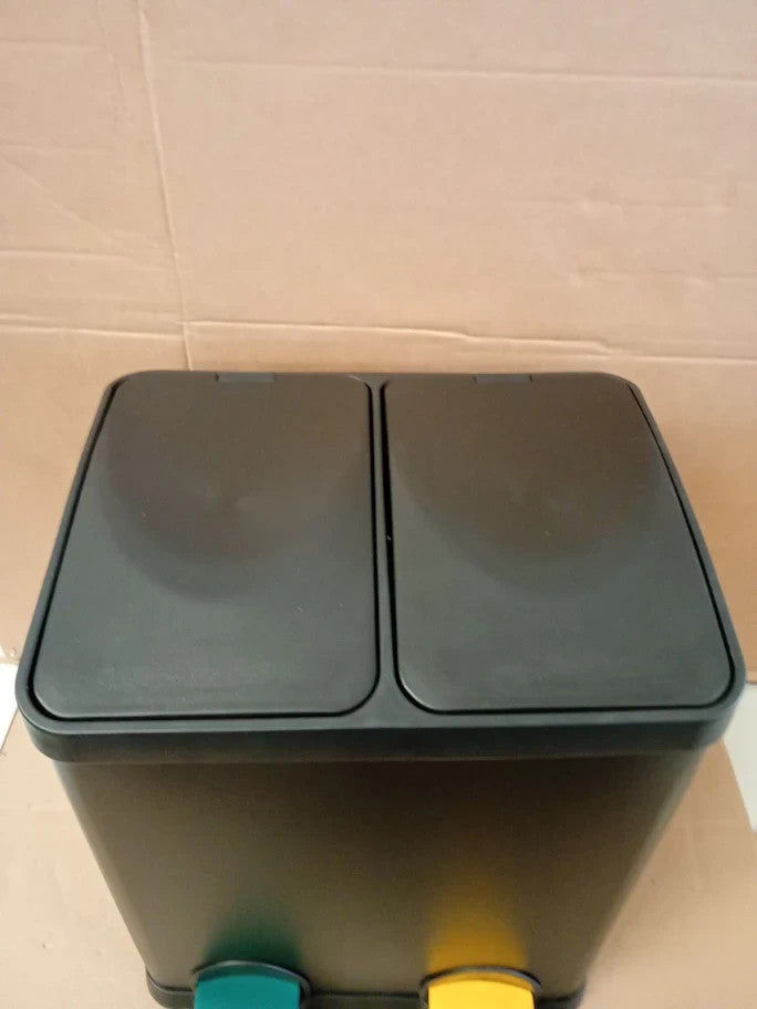 Habitat 30Liter Twin Compartment Recycling Bin Made Steel 48.5x37x40cm Black New