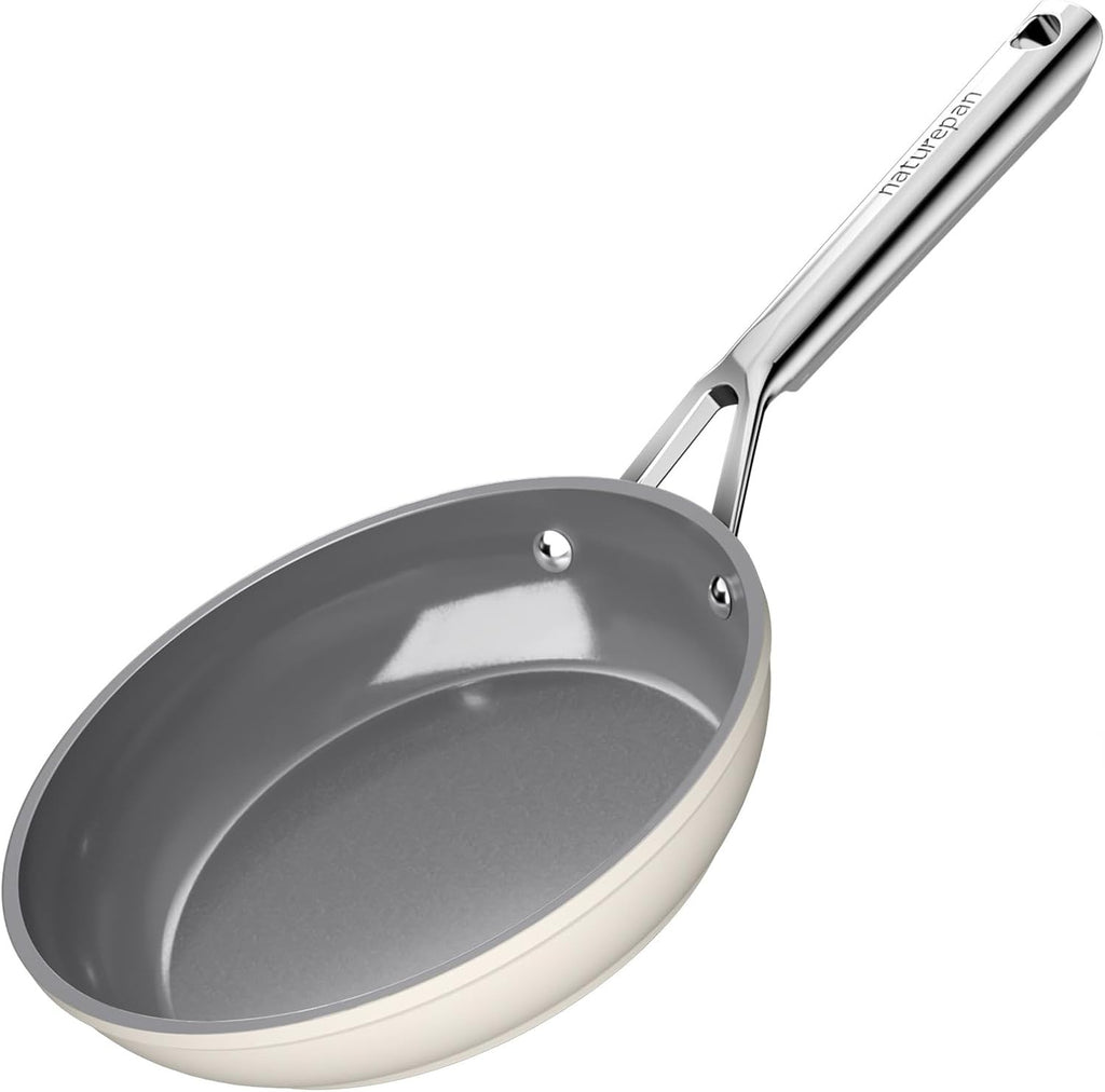 Naturepan 20cm Ceramic Frying Pan Diamond Titanium Nonstick PFAS PTFE Beige New