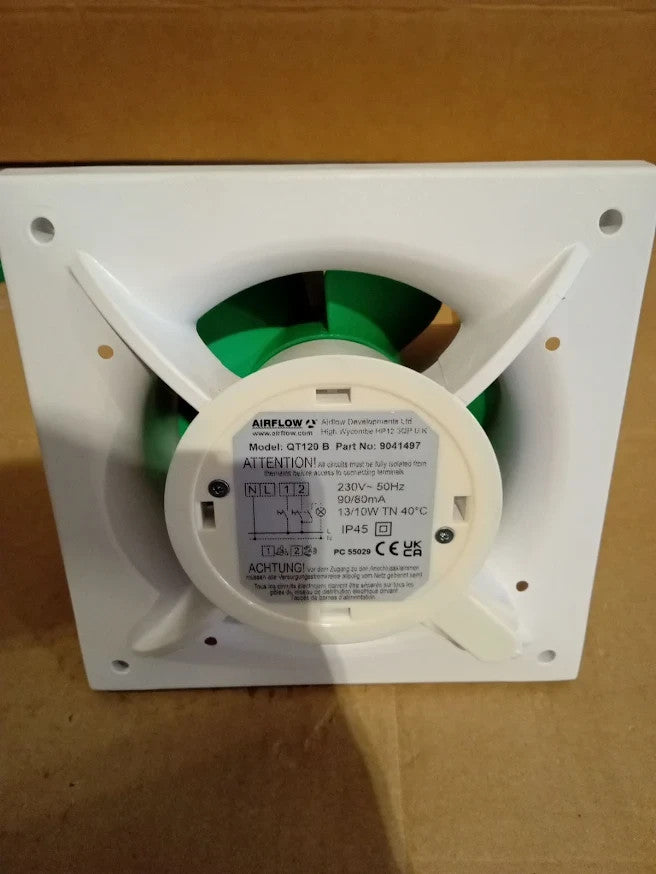Airflow QT120B Extractor Fan 120mm Quiet Bathroom Ventilation 47L/s Design New