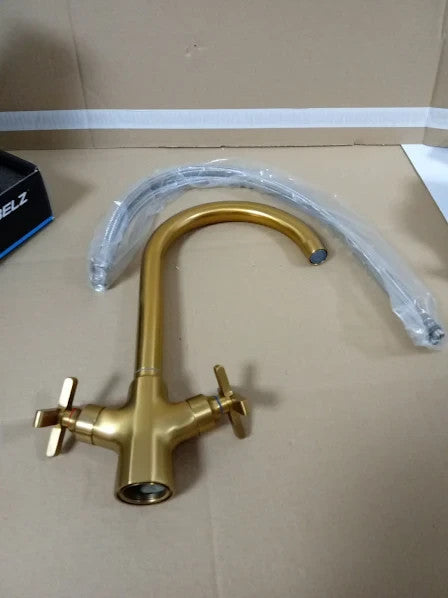 Belz Kitchen Sink Mixer Taps Monobloc Swivel Spout Chrome Brass Dual Lever New