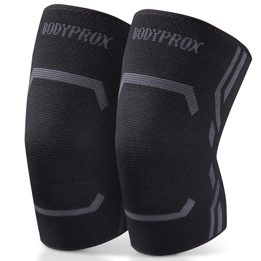 Bodyprox Knee Compression Sleeve 2 Pack Men Women Support Brace Medium Black