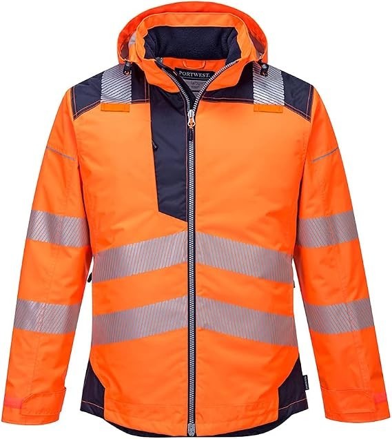 Portwest T400 Mens PW3 Lightweight Hi Vis Hooded Work Jacket Reflective XL New