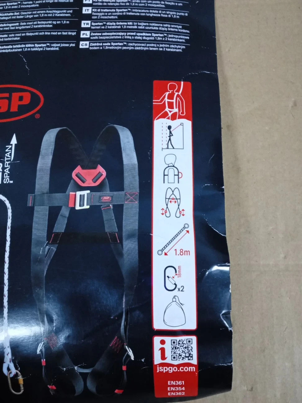 JSP SPARTAN Restraint Kit Black One Size Height Safety Harness & Lanyard New