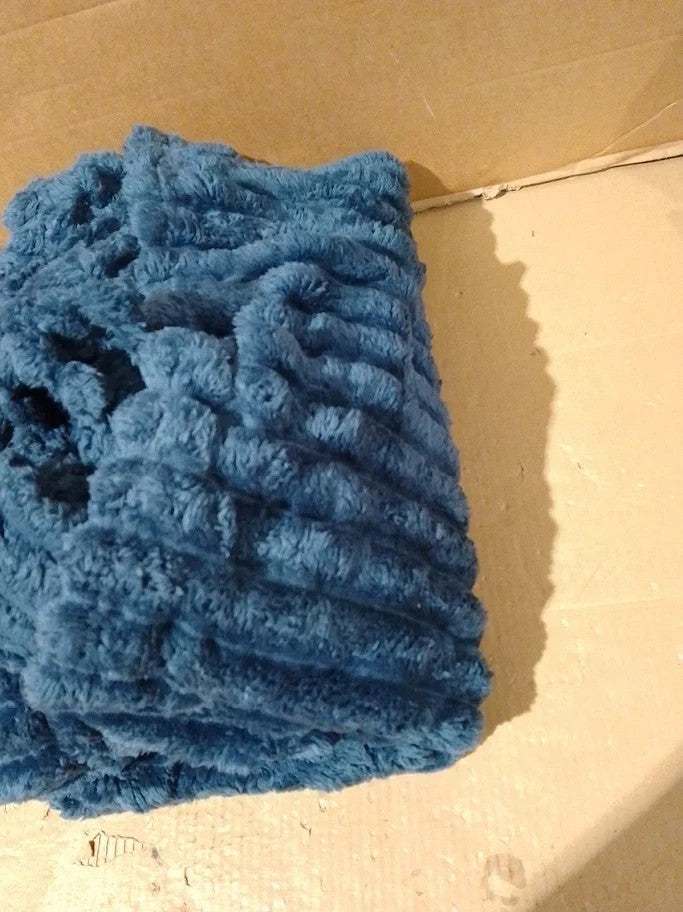 Bedelite Fluffy Fleece Throw Blanket Blue 152x203cm Soft Warm For Sofa New