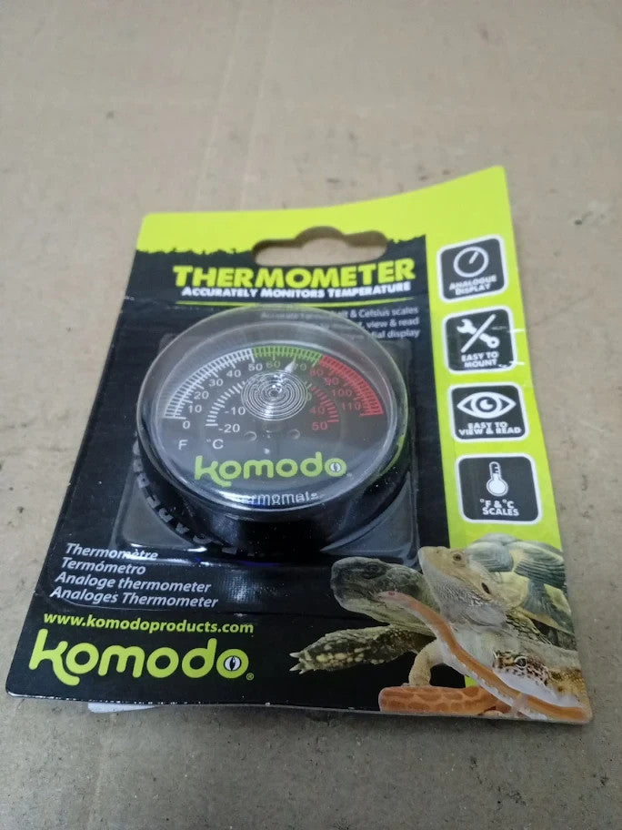 Komodo Thermometer Analog Accurately Monitors Temperatur Test Black New
