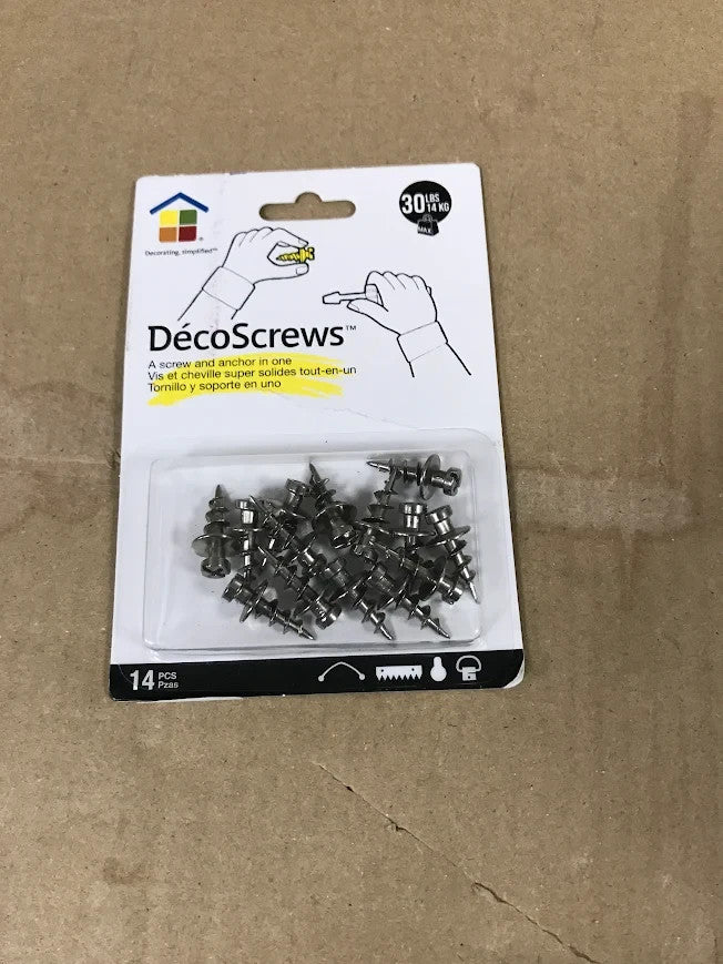 DecoScrews Self Drilling Drywall Plasterboard Fixings Wall Anchors 14pc New