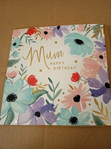 Hallmark Birthday Card Mum Contemporary Floral Design 16x16cm New