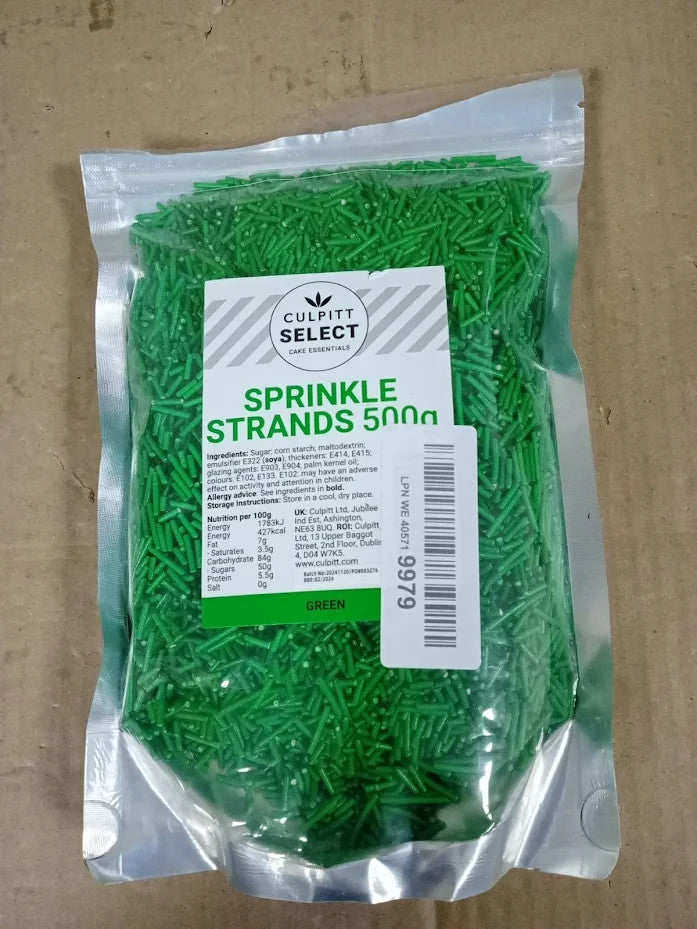 Culpitt Select Green Sugar Strands Sprinkles 500g Cake Decorating Topping New