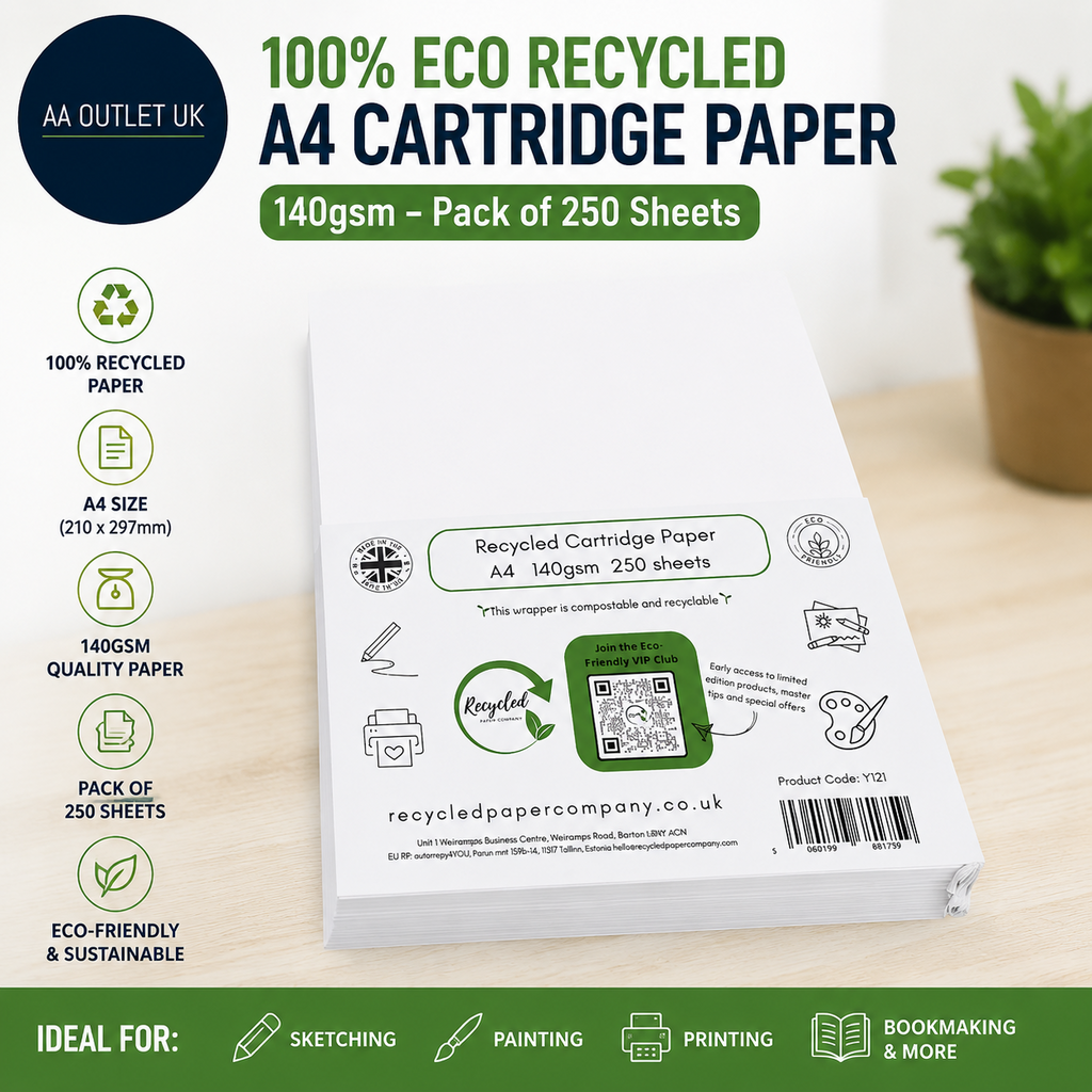 100% Eco Recycled Art A4 Cartridge Paper White Great Art Paper 140gsm 250sheets