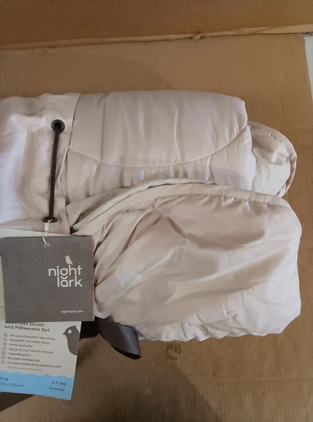 Night Lark Coverless Duvet King 4.5 Tog Soft Weave Natural Oat King Size