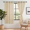 Dwcn Beige Sheer Tiebacks Semi Transparent Grommet Curtains 137.2x14.2cm New