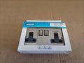 Status Stainless Steel Double Switched Power Plug Wall Socket 13Amp 2 Gang
