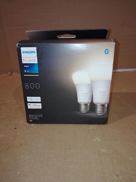 Philips Hue New White Smart Light Bulb 60W 806 Lumen 2 Pack E27 Edison Screw New