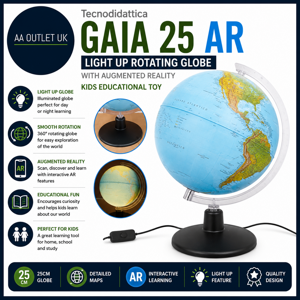 Tecnodidattica GAIA 25 AR Light Up Rotating Globe Augmented Reality Kids Design
