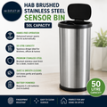 Habitat 50 Litre Brushed Stainless Steel Sensor 62.9x43.2x27.9cm Bin
