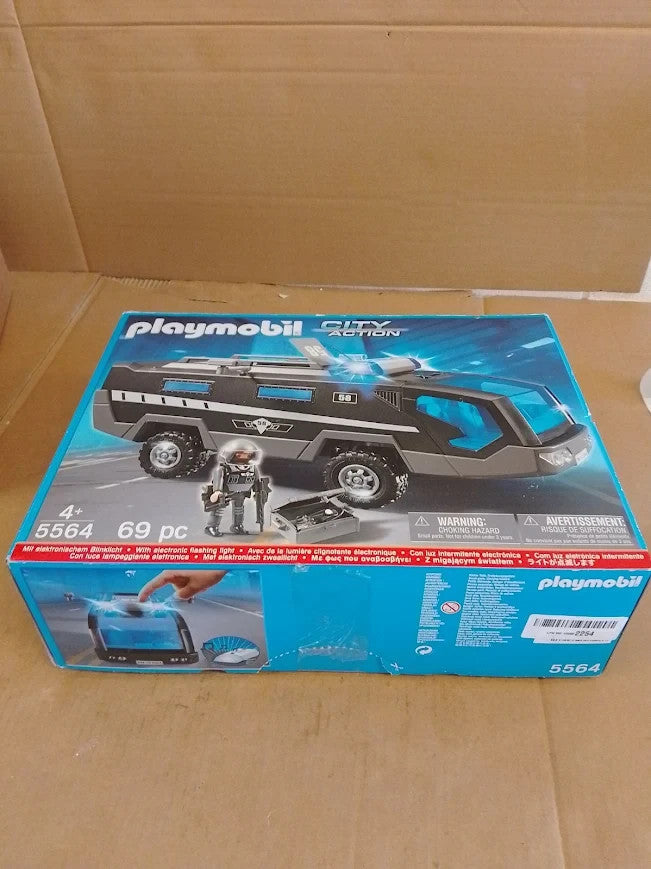 Playmobil 5564 City Action Police Tactical Unit Command Vehicle Lights 4+ New