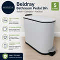 Beldray Bathroom Pedal Bin 5Litre Small Toilet Bin Soft Closing Lid Grey