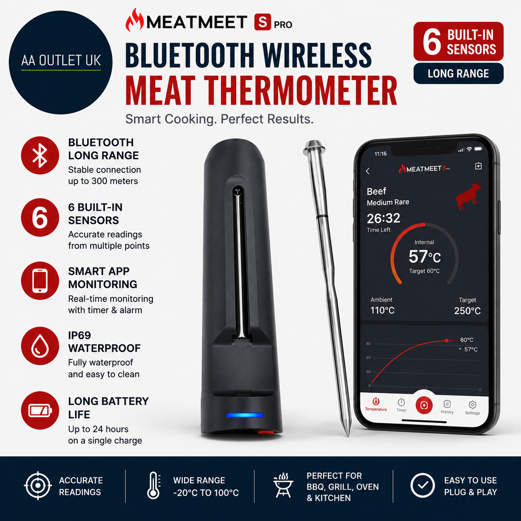 Meatmeet S Pro Bluetooth Wireless Meat Thermometer Sensors Build In Long Range