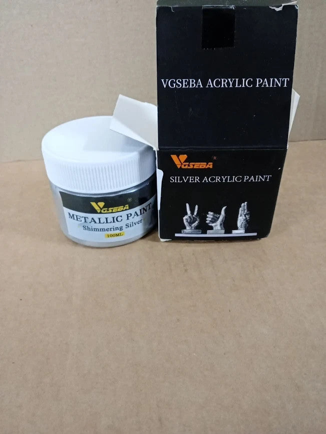 Vgseba Acrylic Paint Metallic Silver Non Toxic Non Fading 100ml Art Painting New