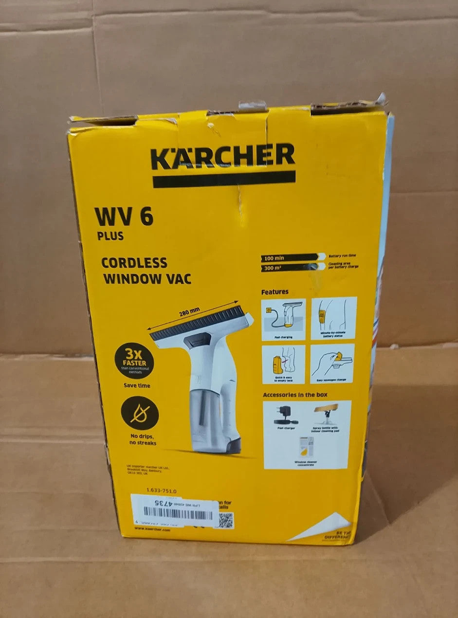 Karcher WV 6 Plus Cordless Window Vac 100min Run Time LED Battery 280mm