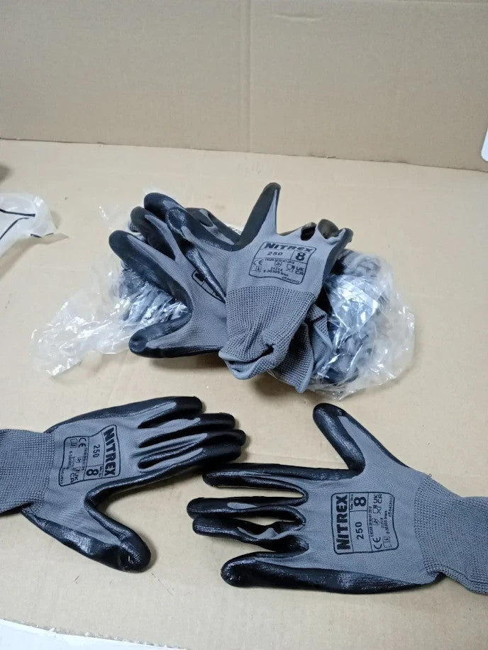 Nitrex 250 Work Gloves 10 Pairs Size 8 Nitrile Palm Safety Enhanced Grip New