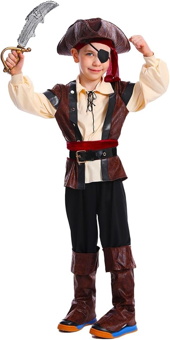 Sea Hare Kids Boys Luxury Pirate Fancy Costume Outfits 13-14 Years New