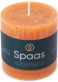 Spaas Orange Rustic Pillar Candle 70mm x 70mm 25h Long Burn Decorative New