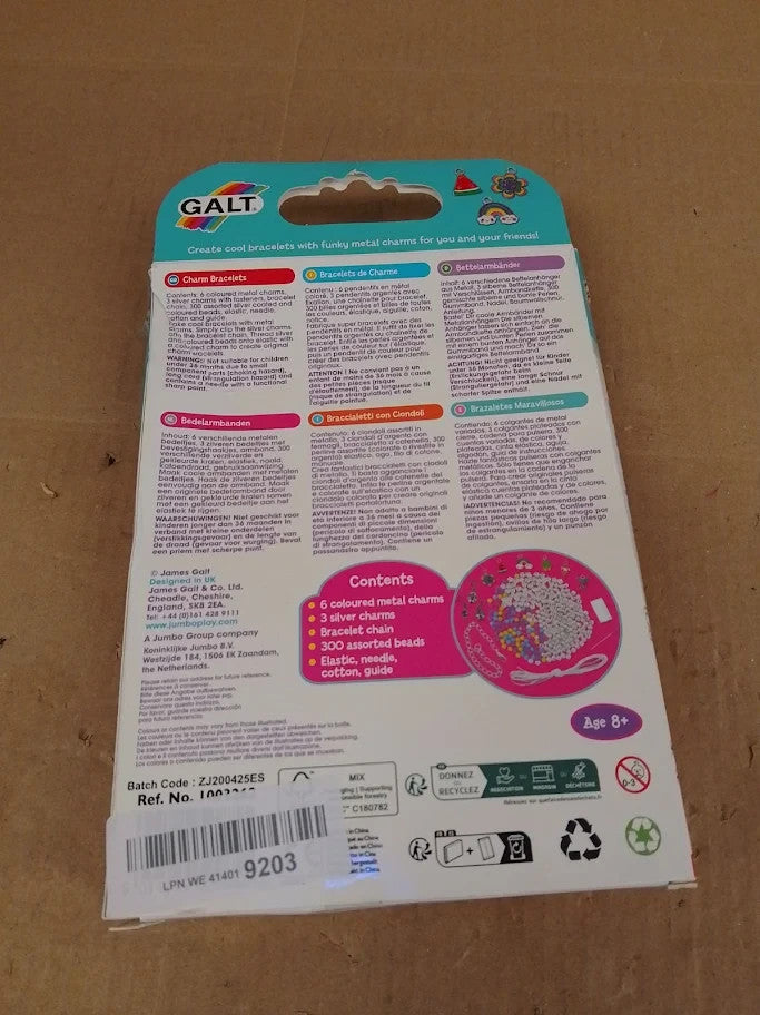 Galt Charm Bracelets Fun Jewelry Making Kit Craft Kit Colourful Beads 8+ New