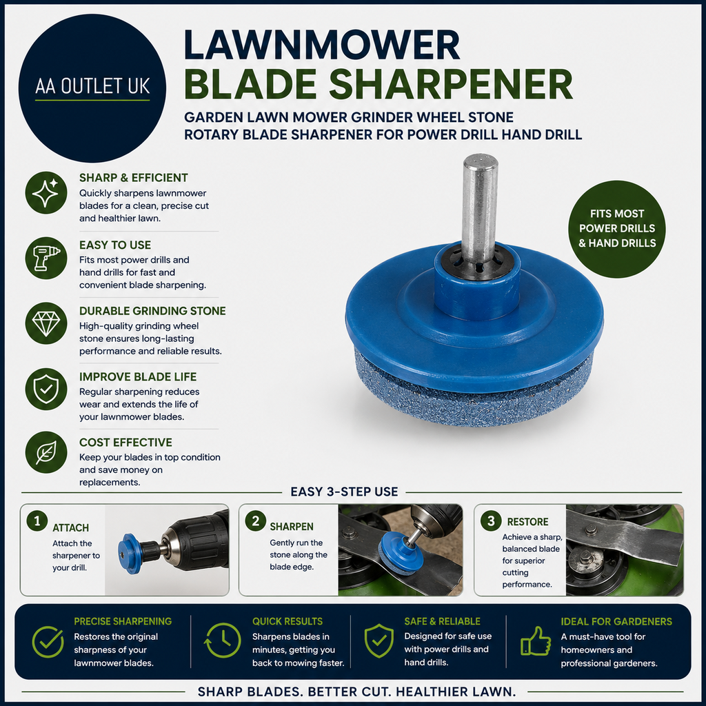 Lawnmower Blade Sharpener Garden Grinder Wheel Stone Rotary Power Drill