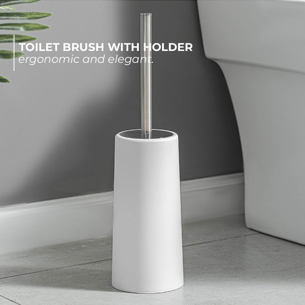 Toilet Brush Holder Modern Loo Set Elegant Design Cleaner Stainless Steel New