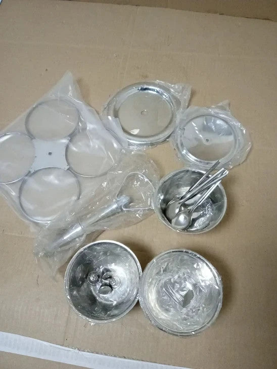 Genware 8053 4 S/ST Revolving Relish Server 4 Way Aluminium Heavy Weight