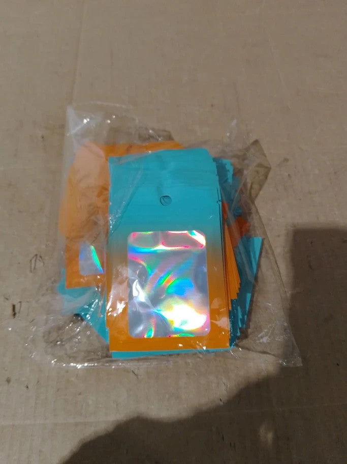 Yaavaaw Blue Orange Foil Ziplock Bags Small Smell Proof Mylar Holographic New