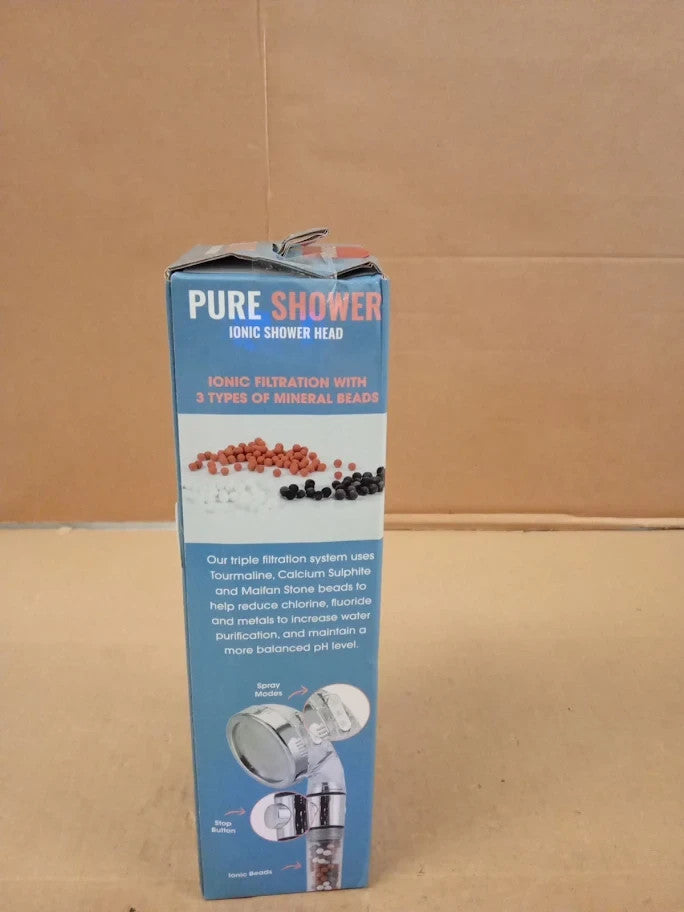 JML 3 Function Pure Ionic Shower Head Mineral Bead Filtration Chrome New