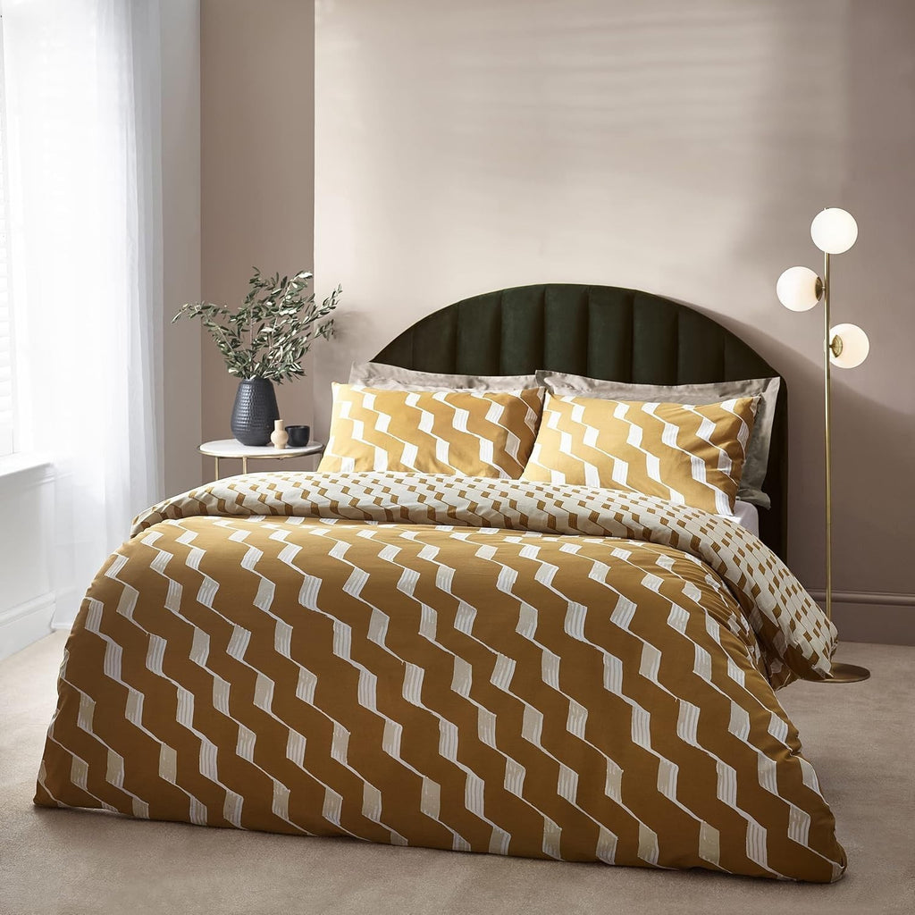 Hoem Zabine Abstract Reversible Cotton Rich Duvet Cover Set 137x200/50x75 New