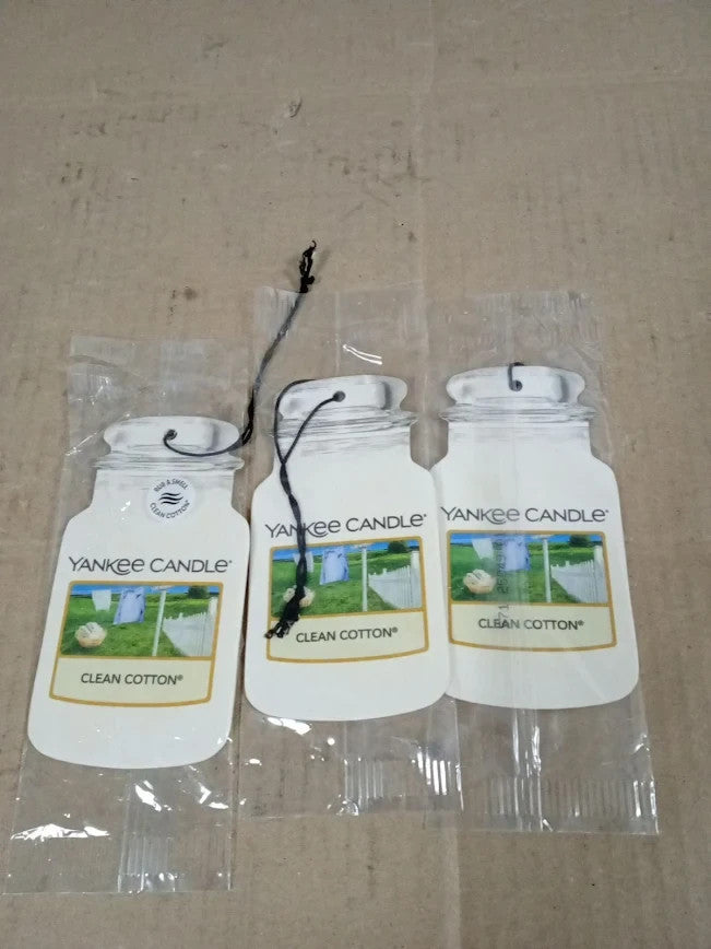 Yankee Candle Car Jar Scented Air Freshener Clean Cotton 3 Count New