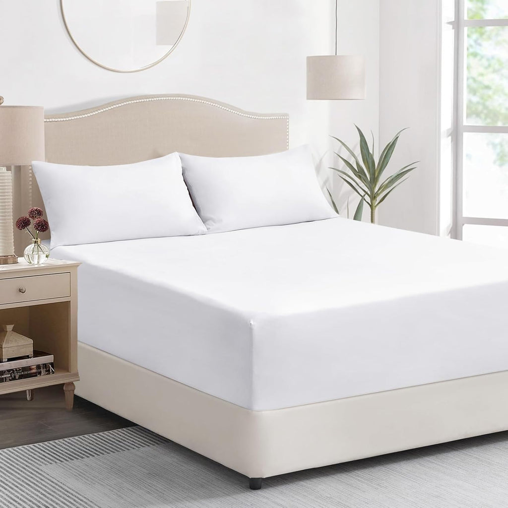 Tifschlaf Super King Fitted Sheet Deep Fit White Bed Sheet 183x200cm New