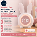 Homealexa Kids Digital Alarm Clock Rabbit Design LED Wake Up Light Pink