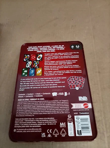 Mattel Uno Show Em No Mercy Card Game Storage & Travel Tin Kids 7+ New