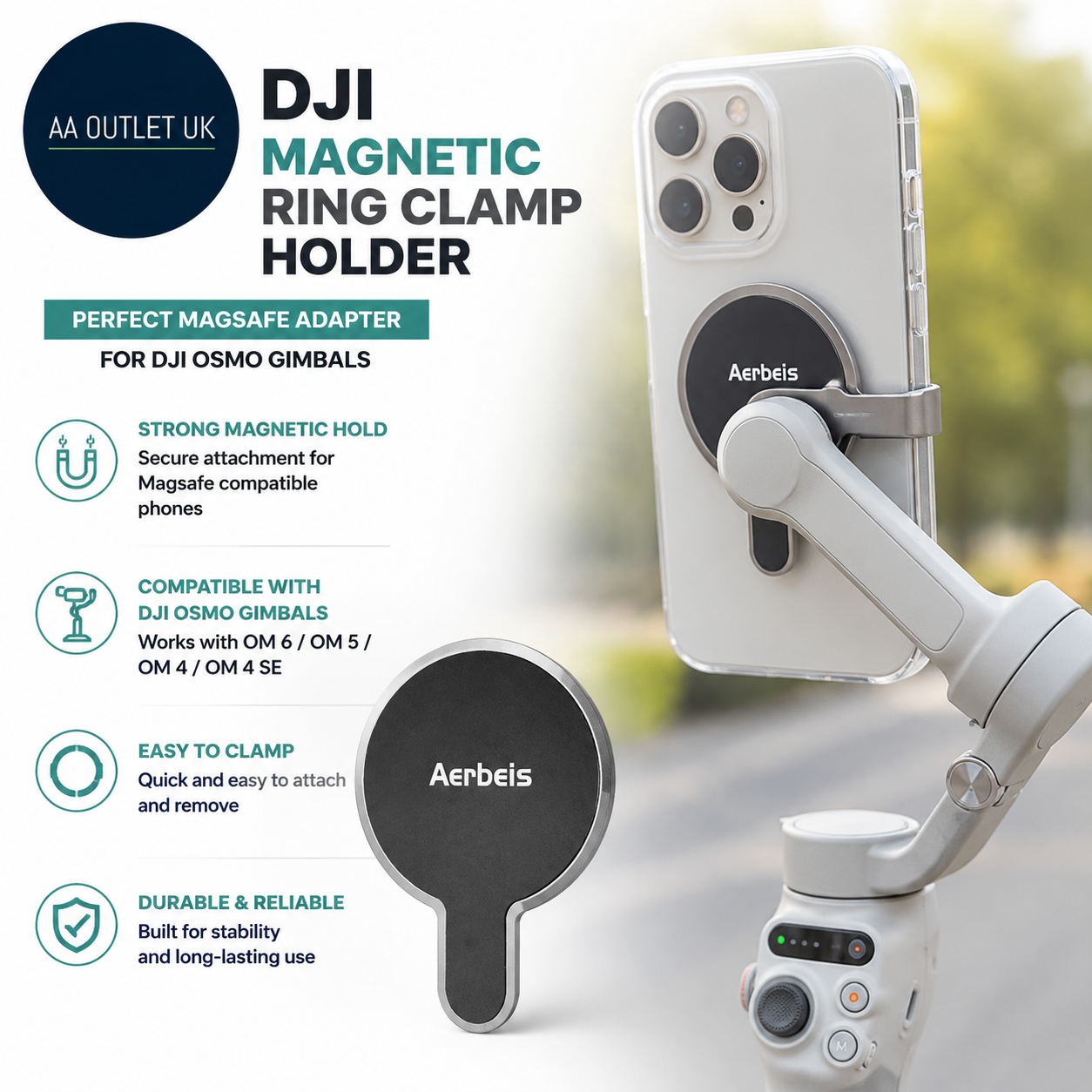 DJI Magnetic Ring Clamp Holder Magsafe DJI OM 6 OM 5 OM 4 OM 4 SE Adapter