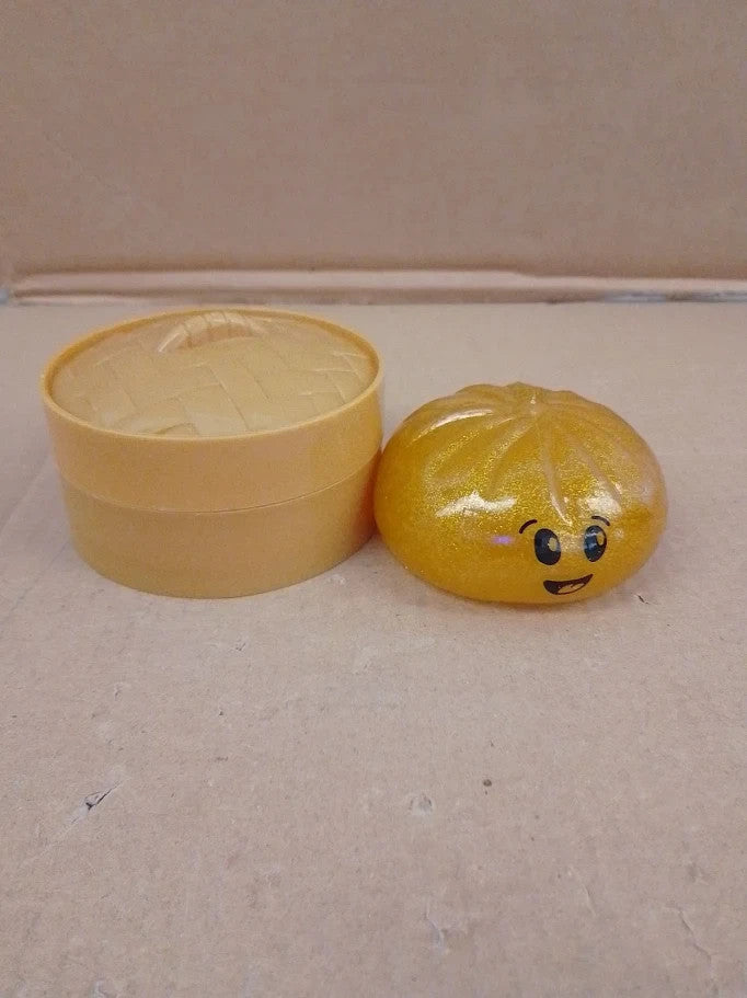 Toyland Glitter Gold Squishy Bao Dumpling Sensory Fidget Toy Steamer Box 3+