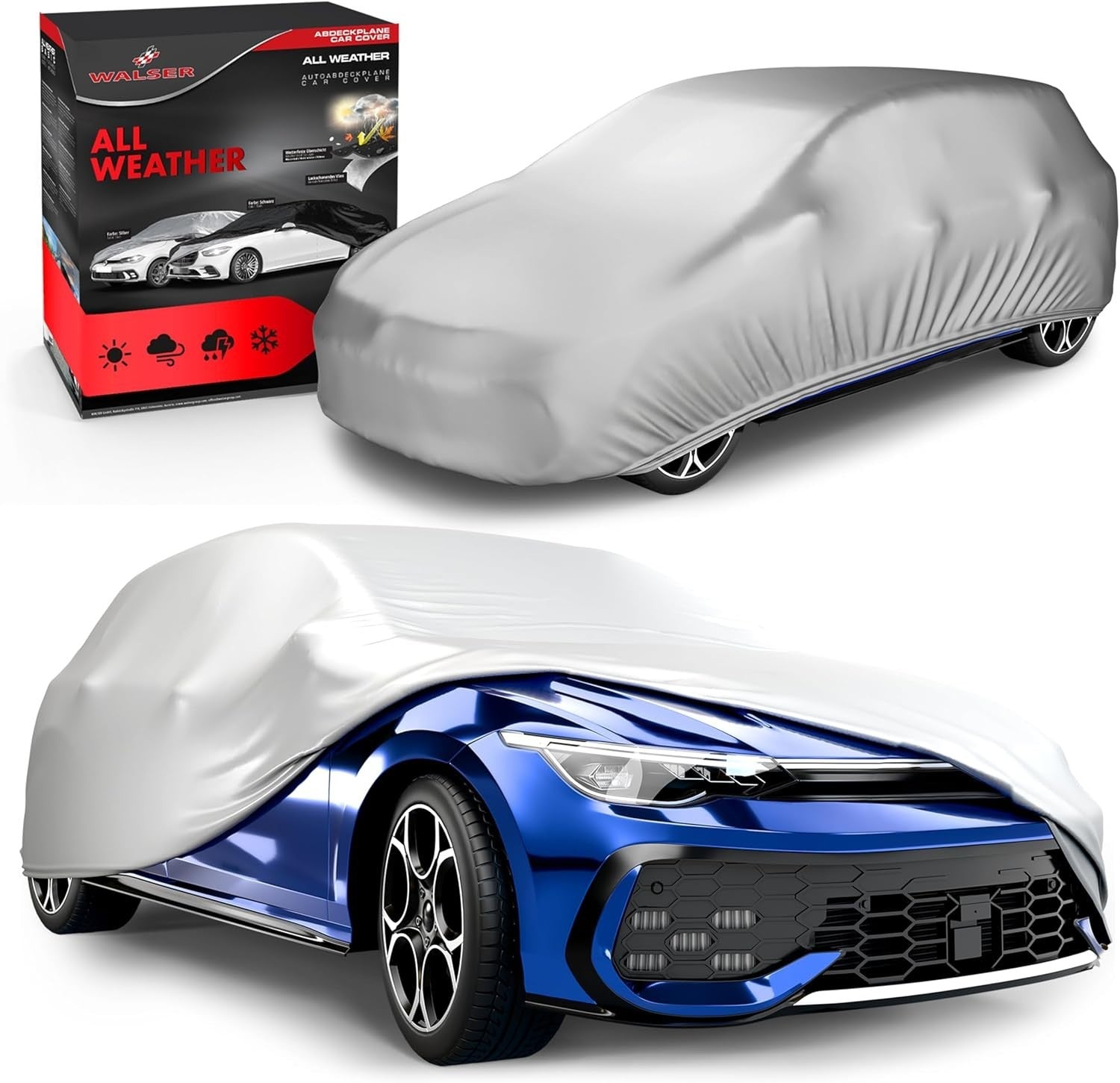 Walser Car Cover Full Garage 100% Water & Weatherproof Outdoor Size 1 Silver New