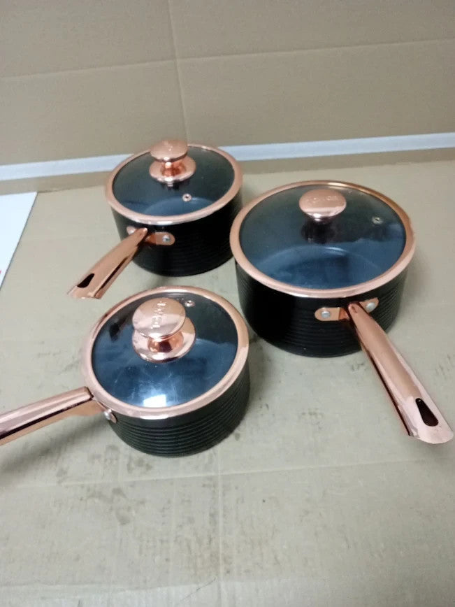 Tower T800001RB Linear Non Stick Induction Saucepans Sets Lids Easy Clean Black