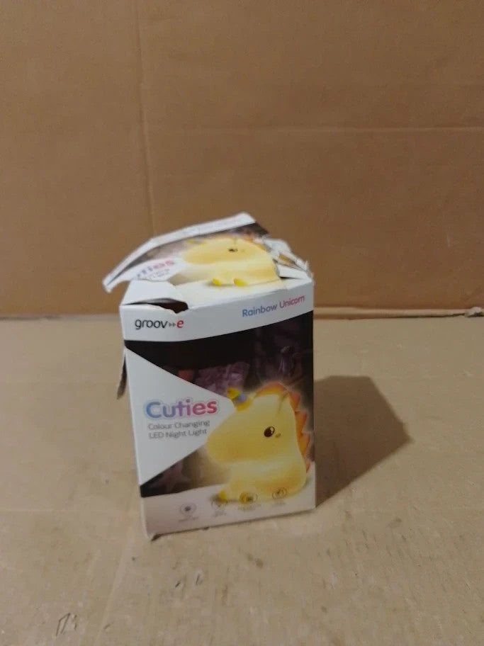 Groov E Cuties Rainbow Unicorn Colour Changing Led Night Light Rechargeable New