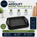 Prestige  Aerolift Baking Trays Oven Non Stick Set of 3 Dishwasher Safe Oven