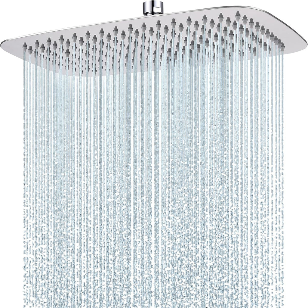 HardiValue 14inch Metal Rain Shower Head Rectangle Chrome Full Body Design New