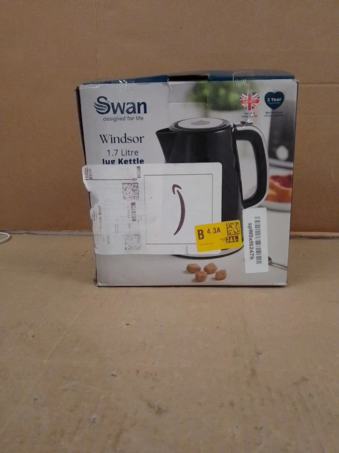 Swan SK14611BLK Windsor Rapid Boil Kettle With Removable Limescale Filter 1.7L