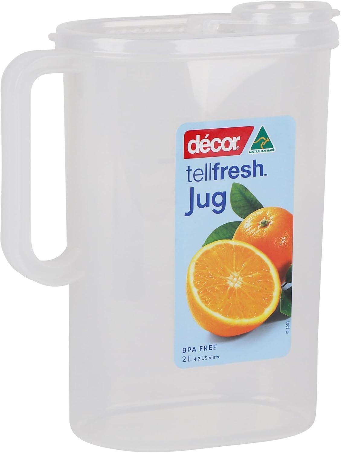 Decor Tellfresh 2L Water Jug Pop Open Lid Airtight Container Transparent New